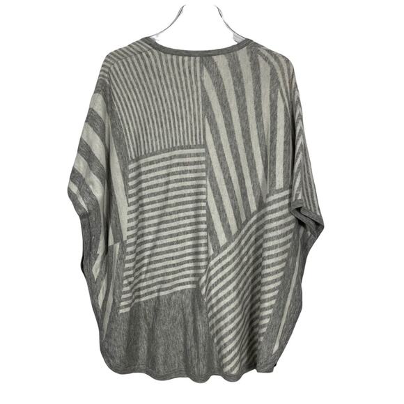 Splendid Poncho Grey White Striped Longline Wool Cashmere Size Small - Picture 6 of 8